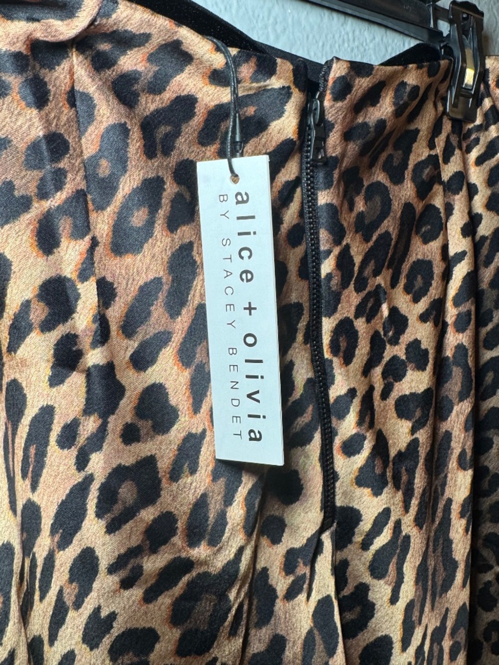 Alice + Olivia Maeve Asymmetrical Slip Skirt in Spotted Leopard - Picture 8 of 11